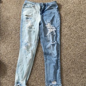 Half bleached mom jean
